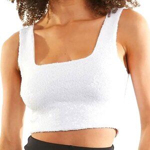 Commando Sequin Crop Top - SEQ202 (White)